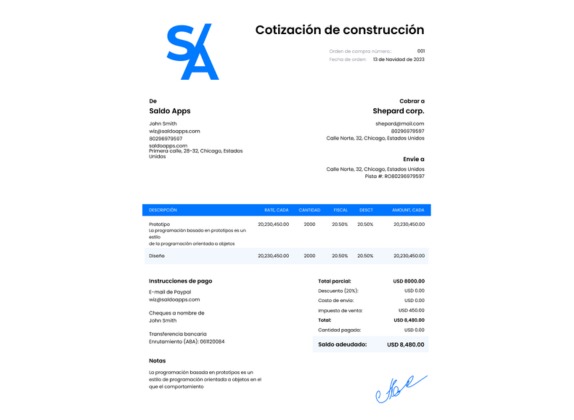 cotización de construcción